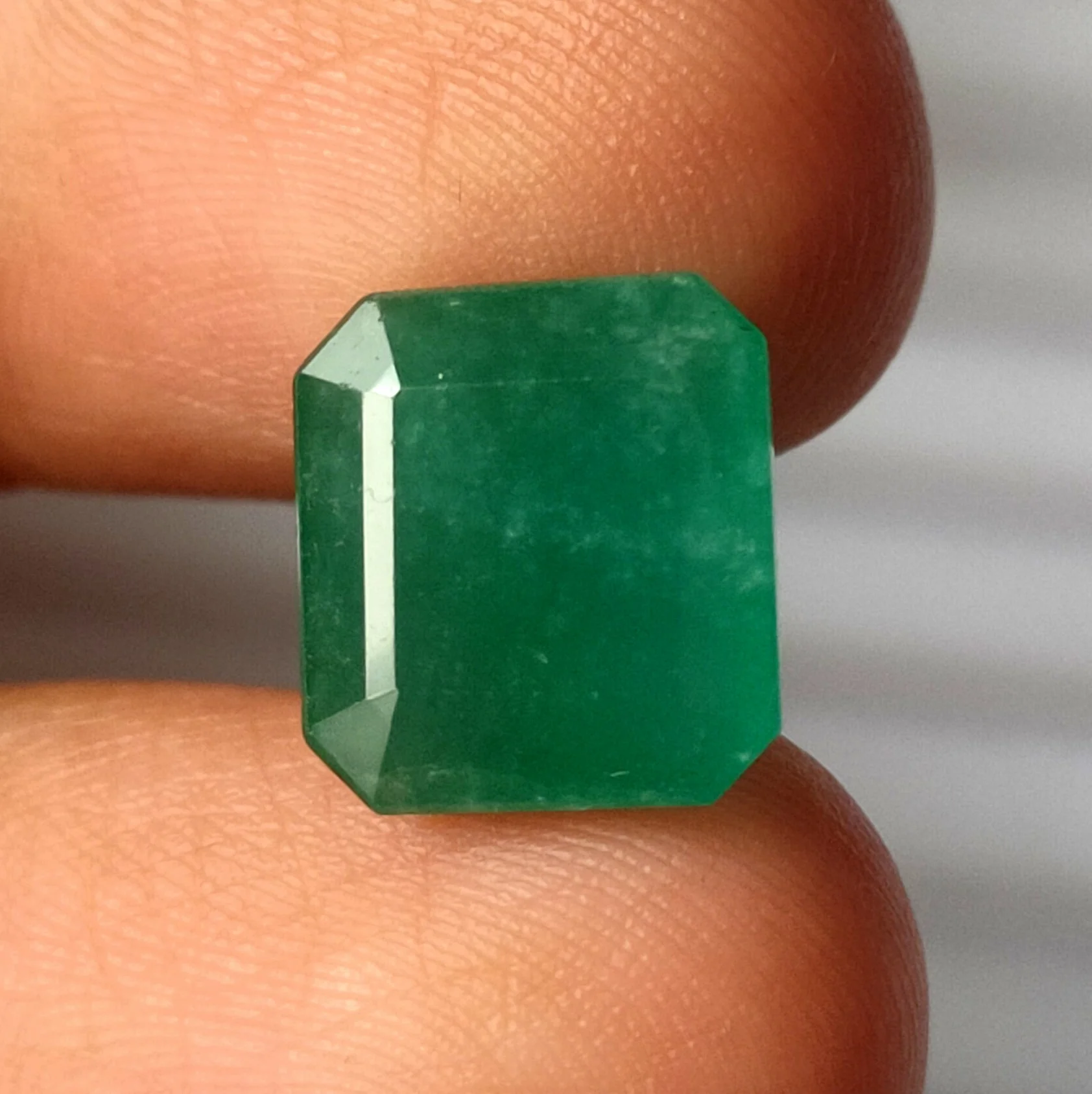 Octagon Cut Emerald Natural Zambian Mined Loose Gemstone 6.35 Carat Untreated Stone Price Per