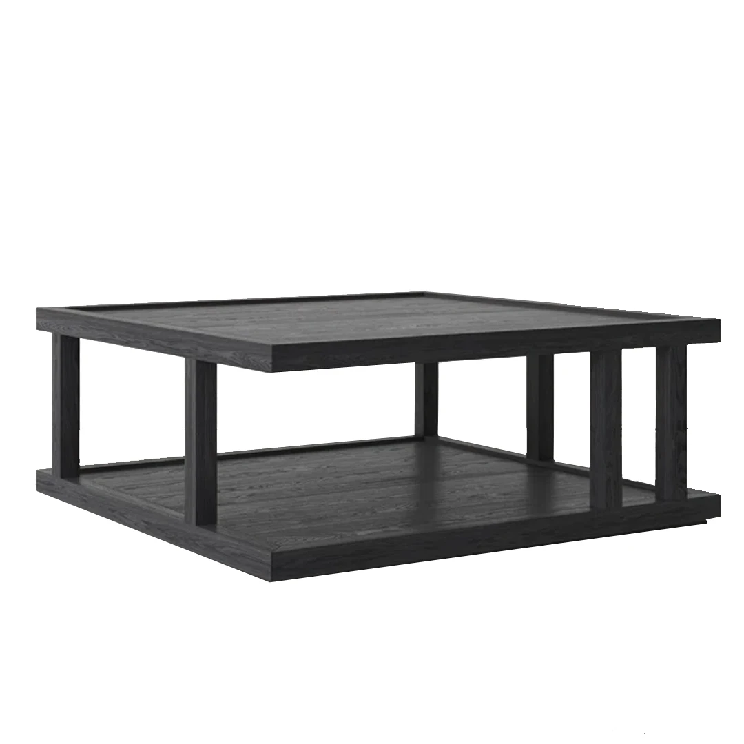 Teak Solid Wood Coffee Table With Two Tiers Of Tabletop Rustic Style