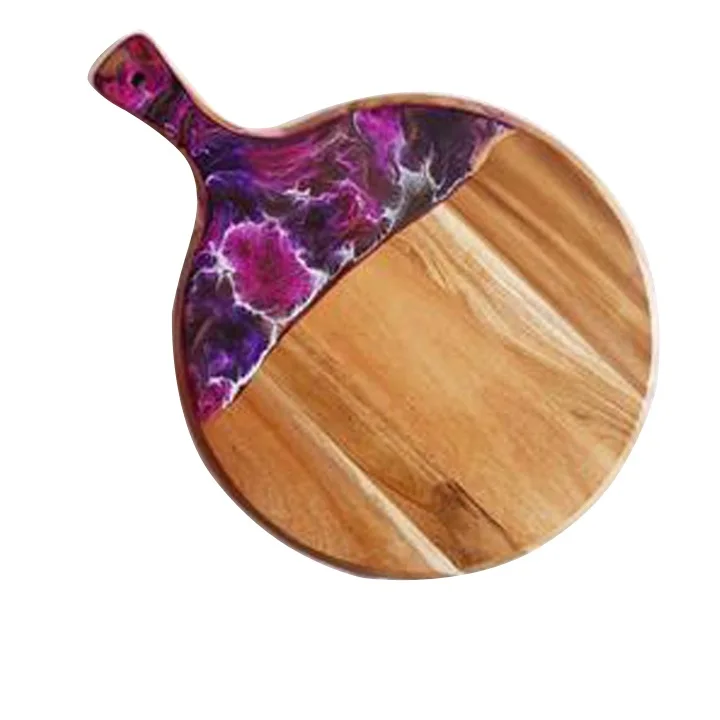 Two Tone Finished Kitchen Catering Usage Cheese Cutting Board Elegant Design Wooden Chopping