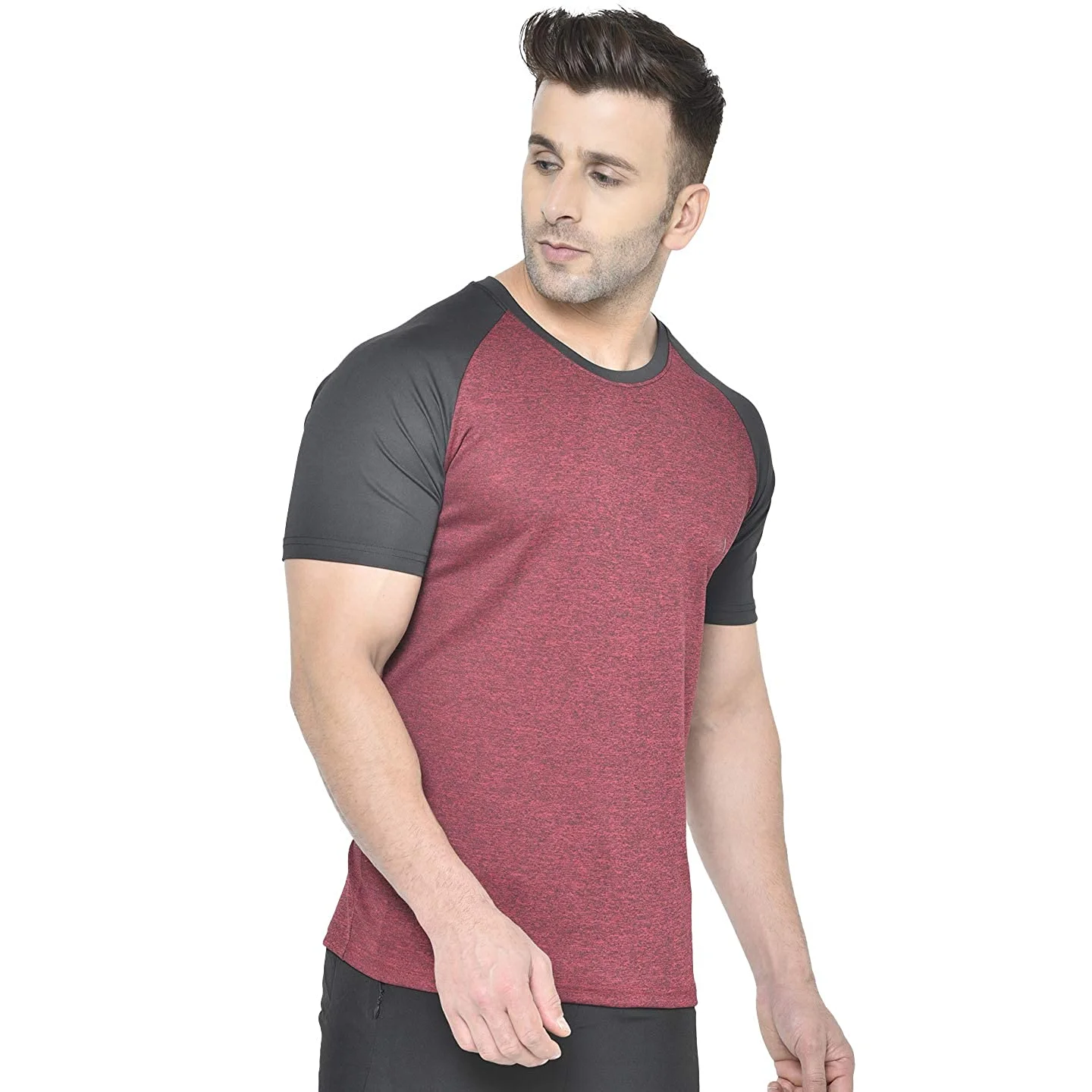 Customizable Slim Fit Solid Color Mens T Shirt 100% Polyester Soft And ...