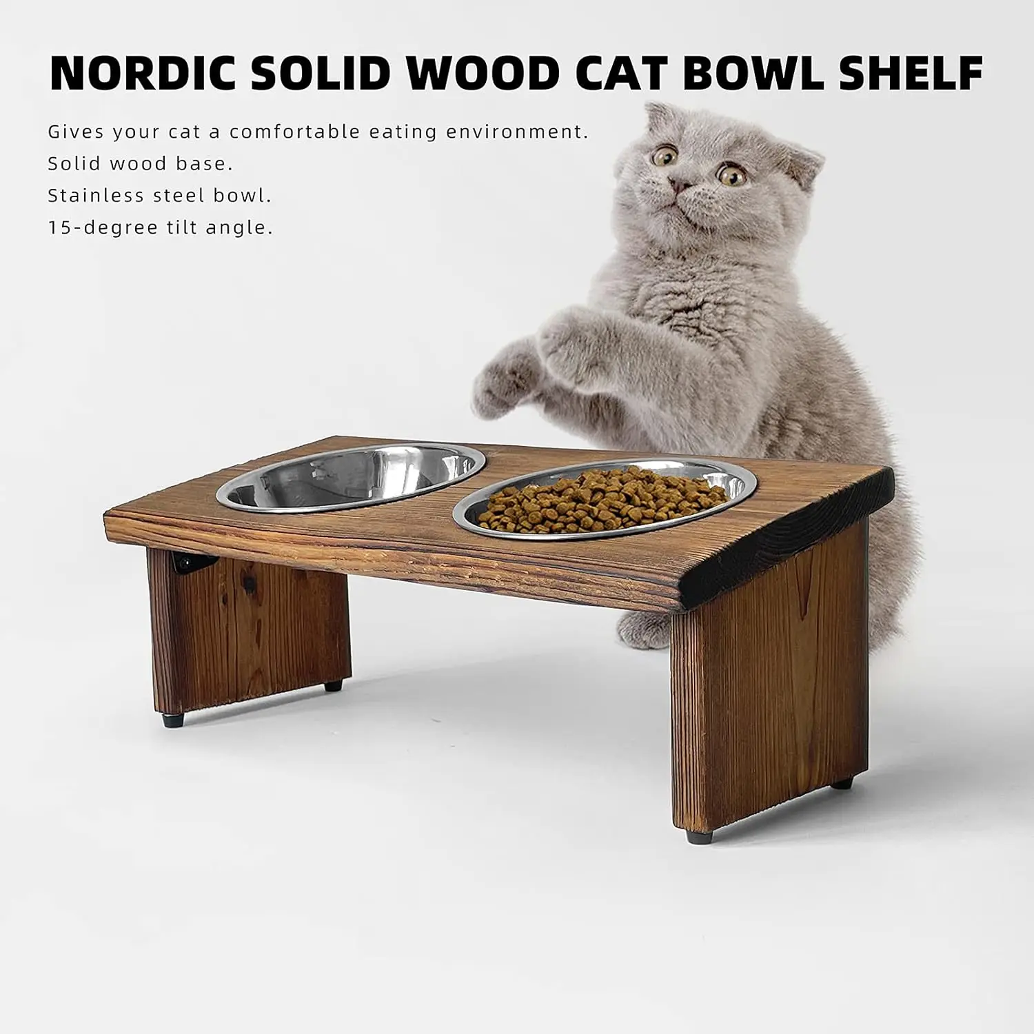 Raised Tilted Cat Bowl,Elevated Slanted Feeding Bowl For Cat And Dogs