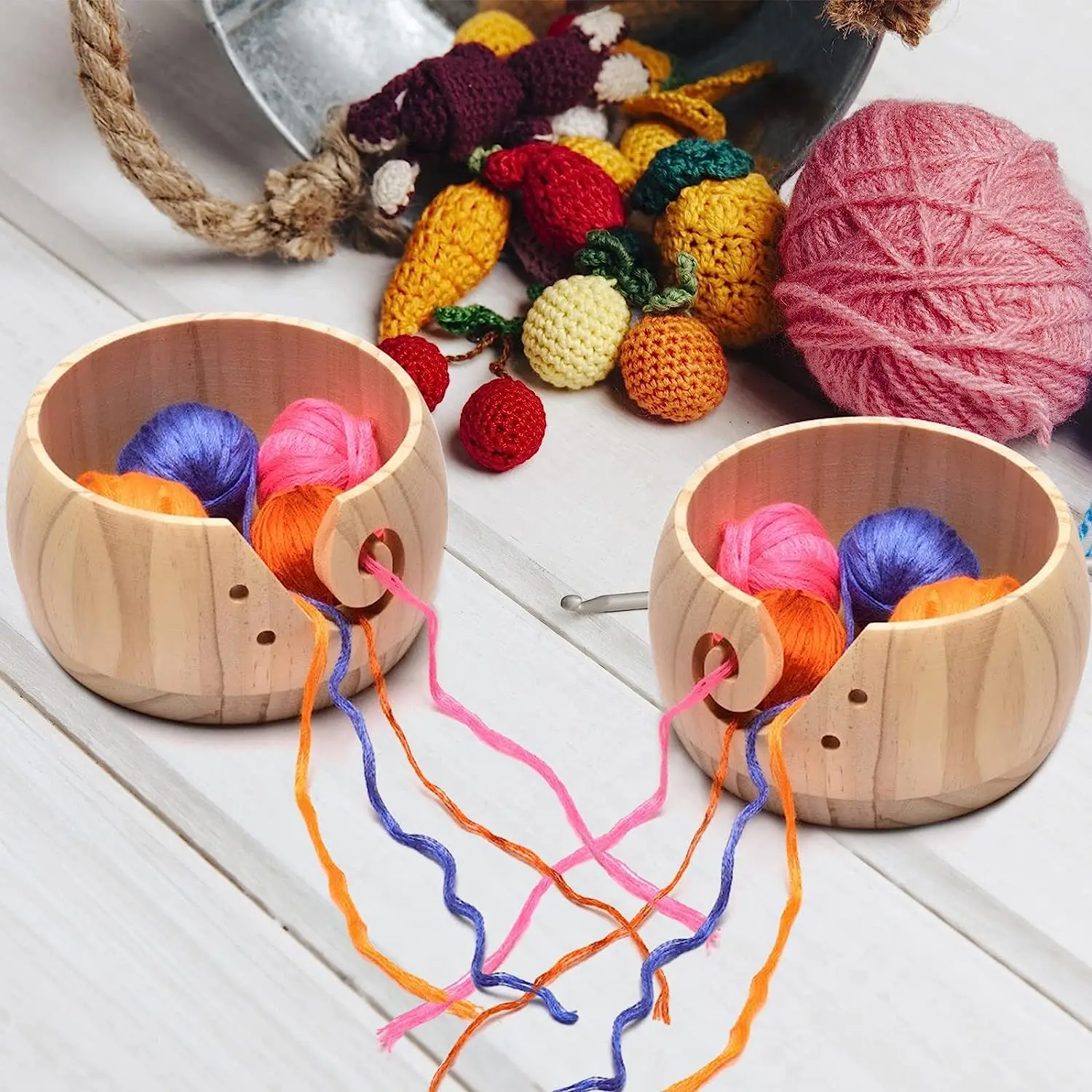 2 Pcs Yarn Bowl For Crochet 6 X 3 Inches Knitting Bowls For Yarn