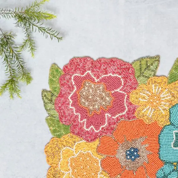 Top Quality Unique Flower Design Multi Handmade Glass Beaded Table