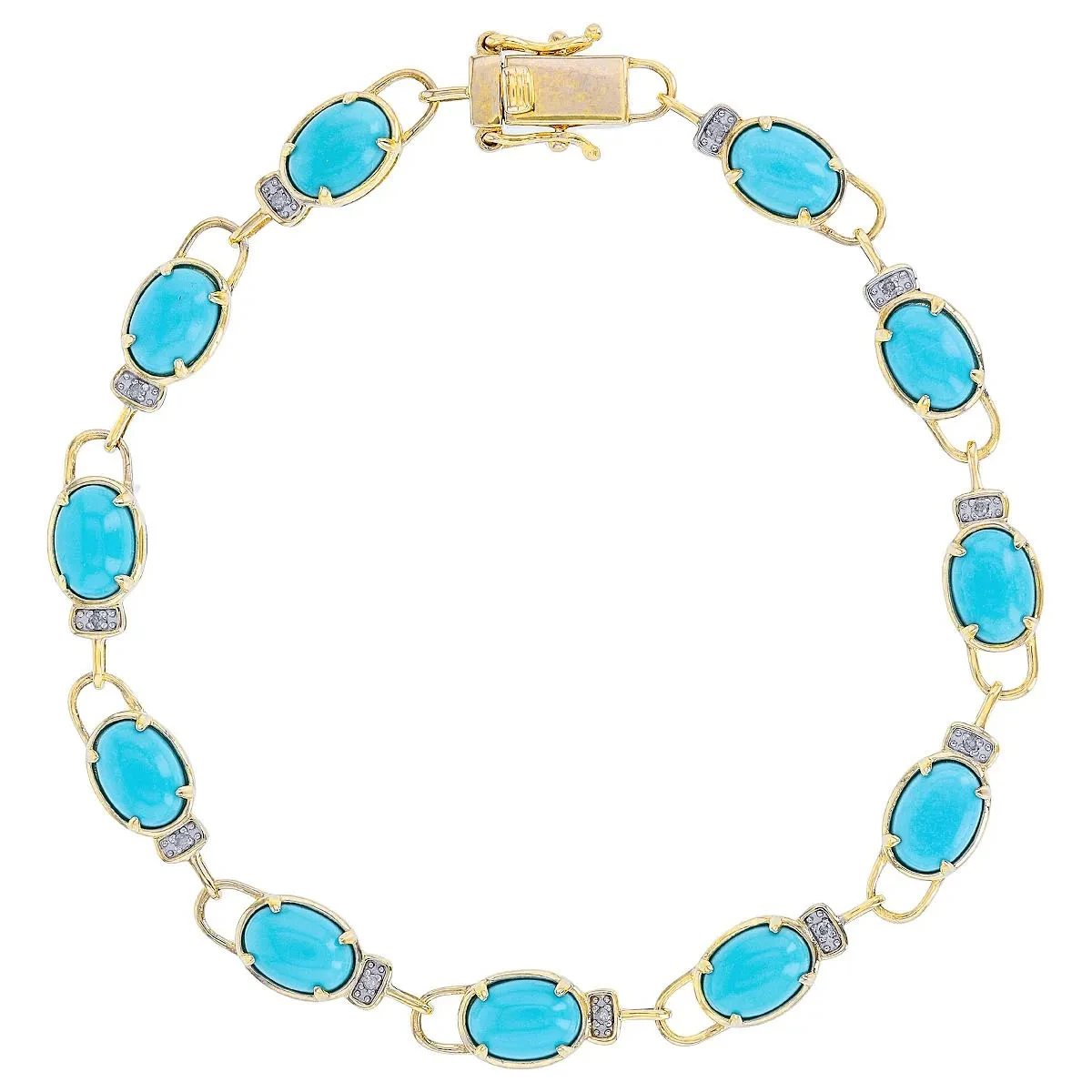 Blue Sleeping Beauty Turquoise 14k Yellow Gold Bracelet | Elegant Fine ...