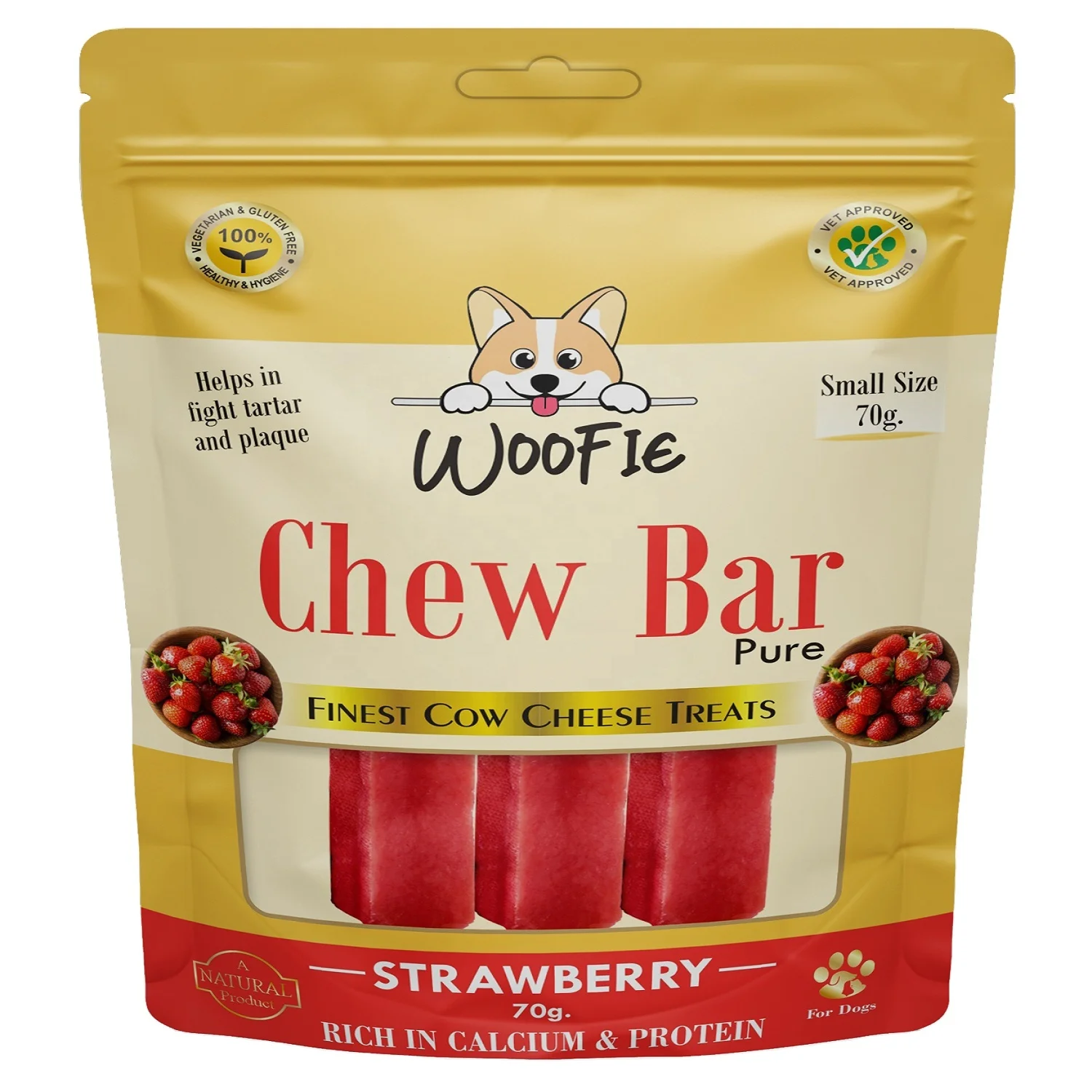 Dried Himalayan Yak Cheese Chew For Dogs In Strawberry Flavour