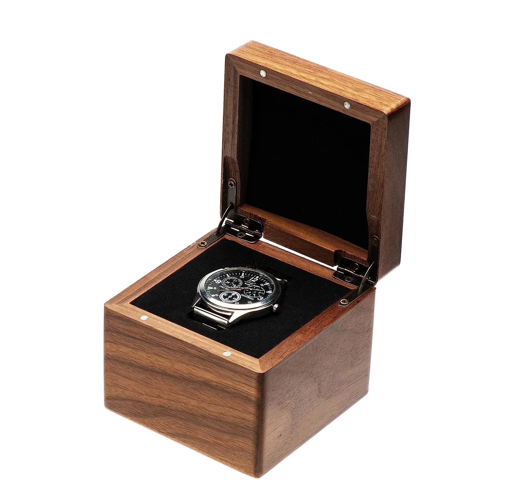 Single Walnut Wooden Watch Gift Box Watch Storage Travel Case Organizer
