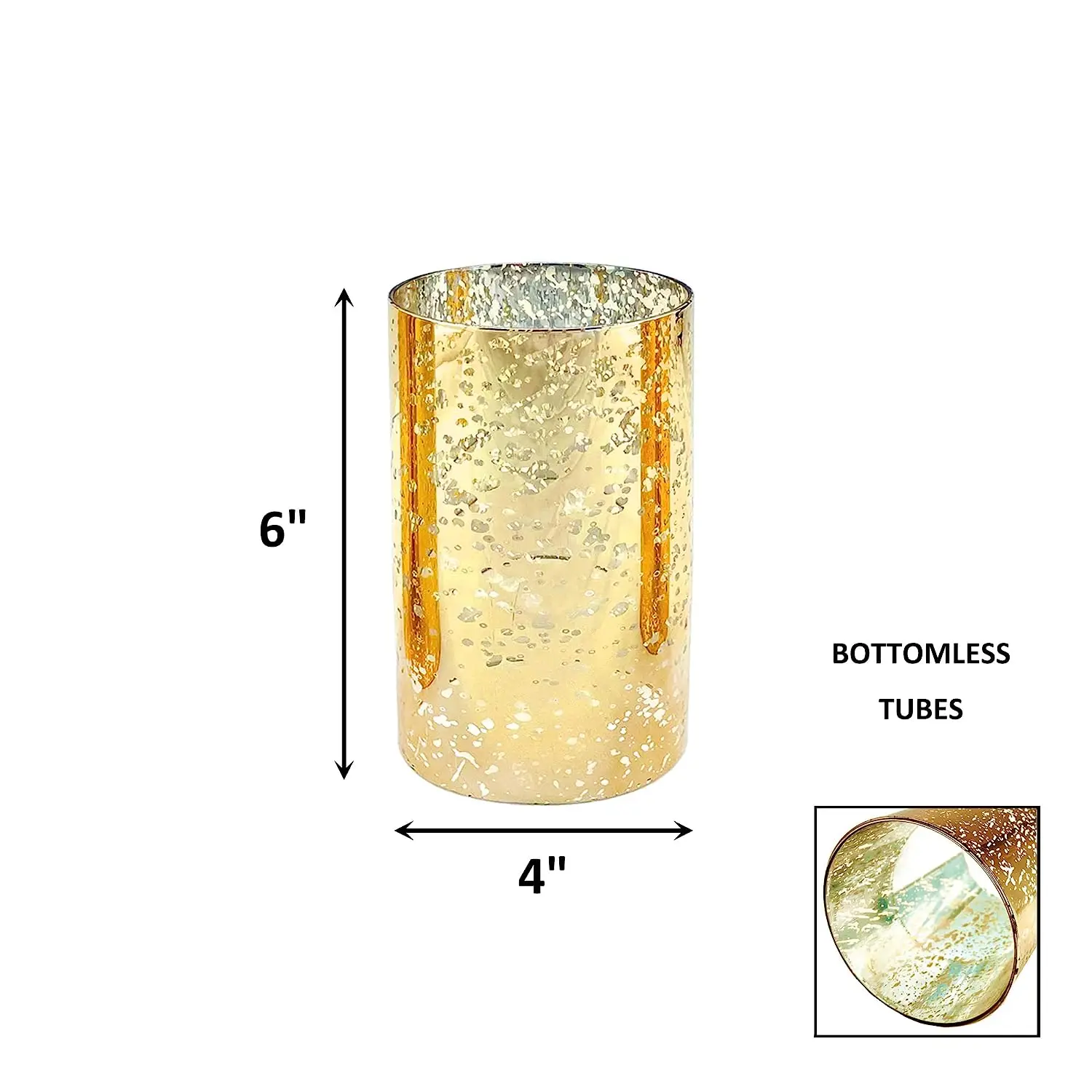 High Quality Bottomless Cylinder Gold Open Ended Glass Candle Holder ...