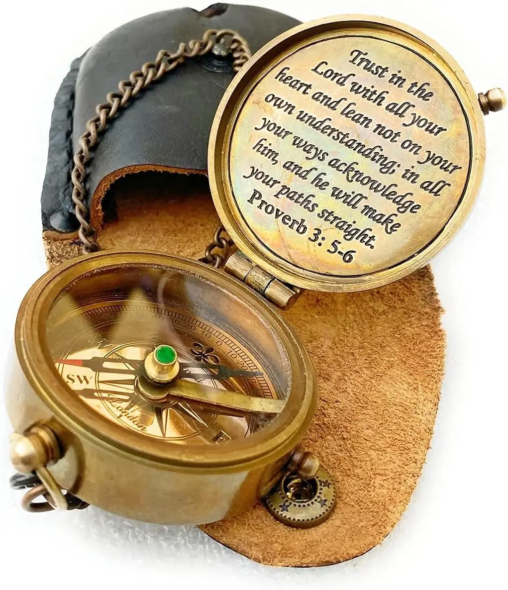 Mattel Craft Line Wood Engravable Brass Pocket Compass with Leather ...