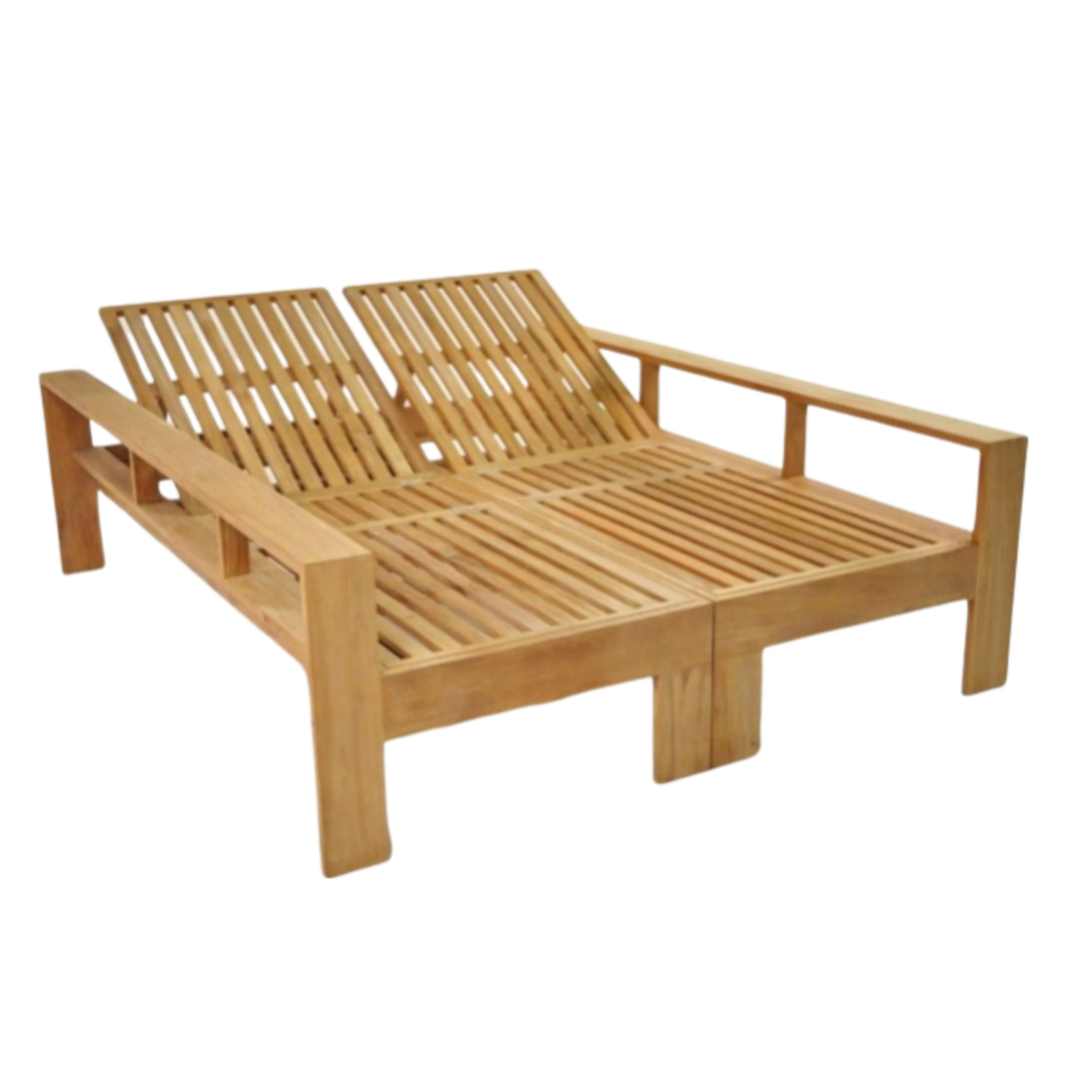 Outdoor Teak Havana Double Bed Lounger Solid Teak Wood Sun Loungers For