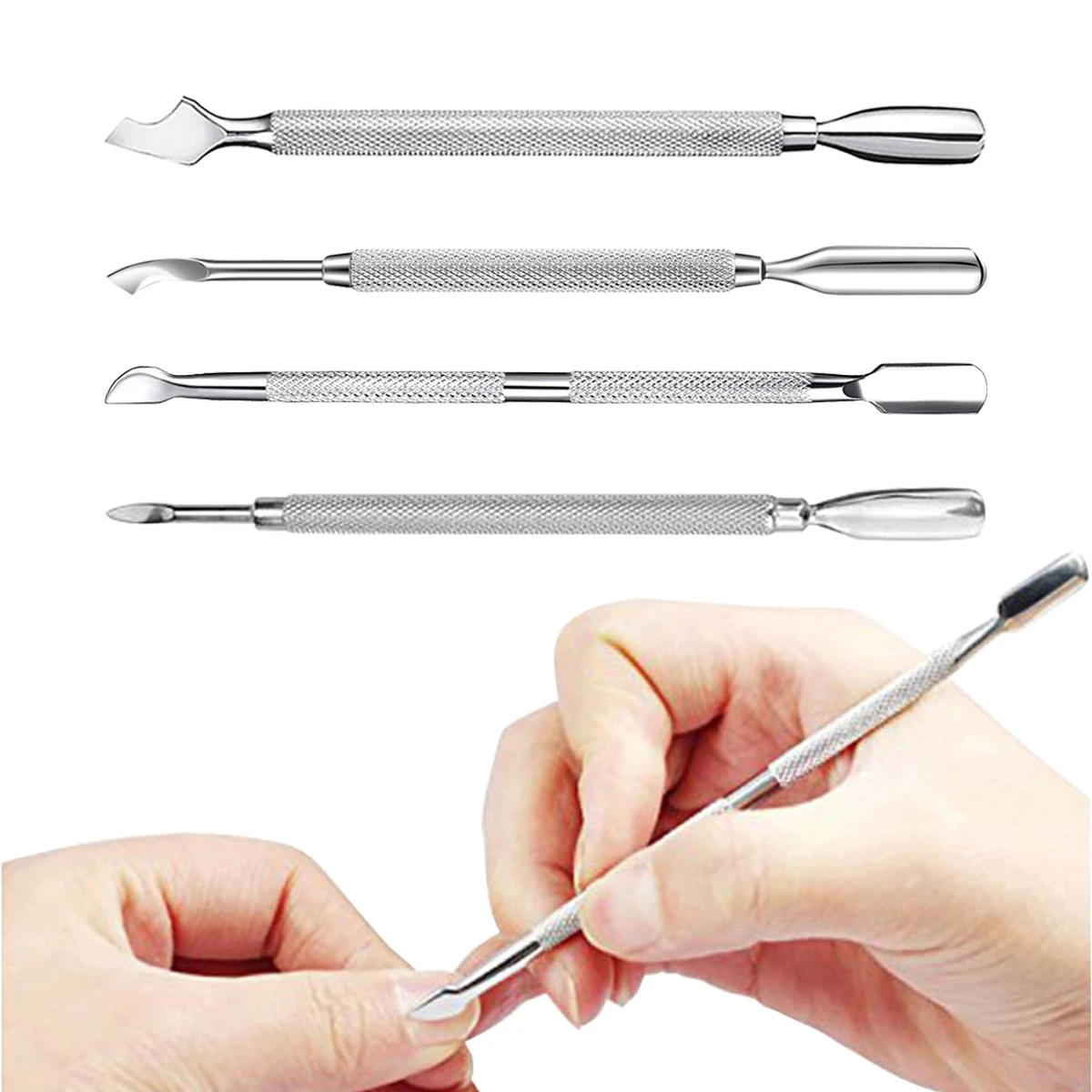 Bahasa 12 Pcs Stainless Steel Cuticle Pusher Cutter Professional Double