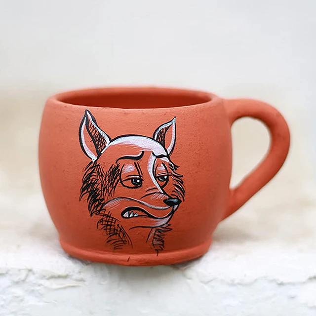 Terracotta Clay Handcrafted Tea Cups Vintage 100 Ml For Kitchenware