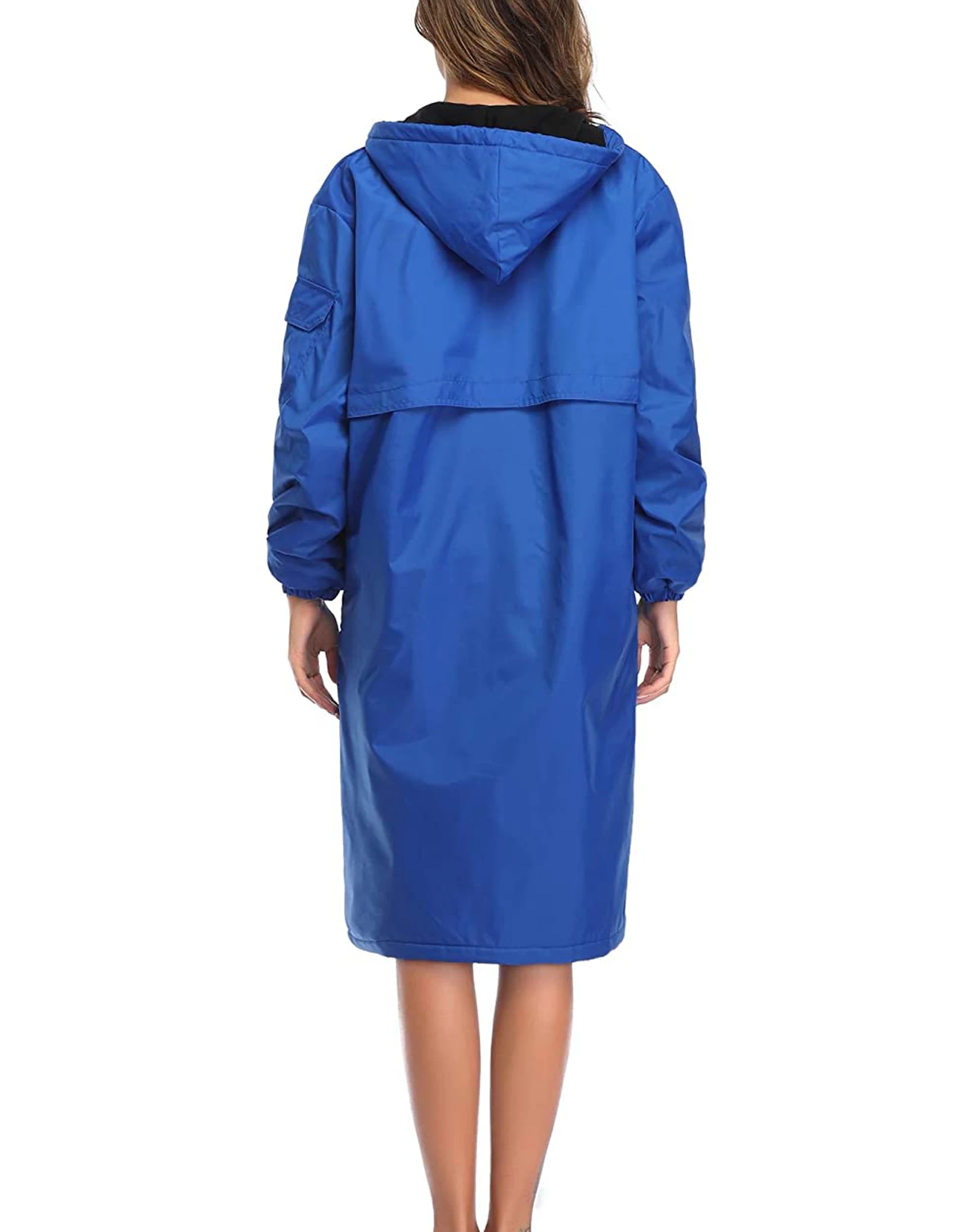 Men Long Sleeve Waterproof Swim Parka Changing Robe Waterproof Warm Coat Surf Poncho For Water