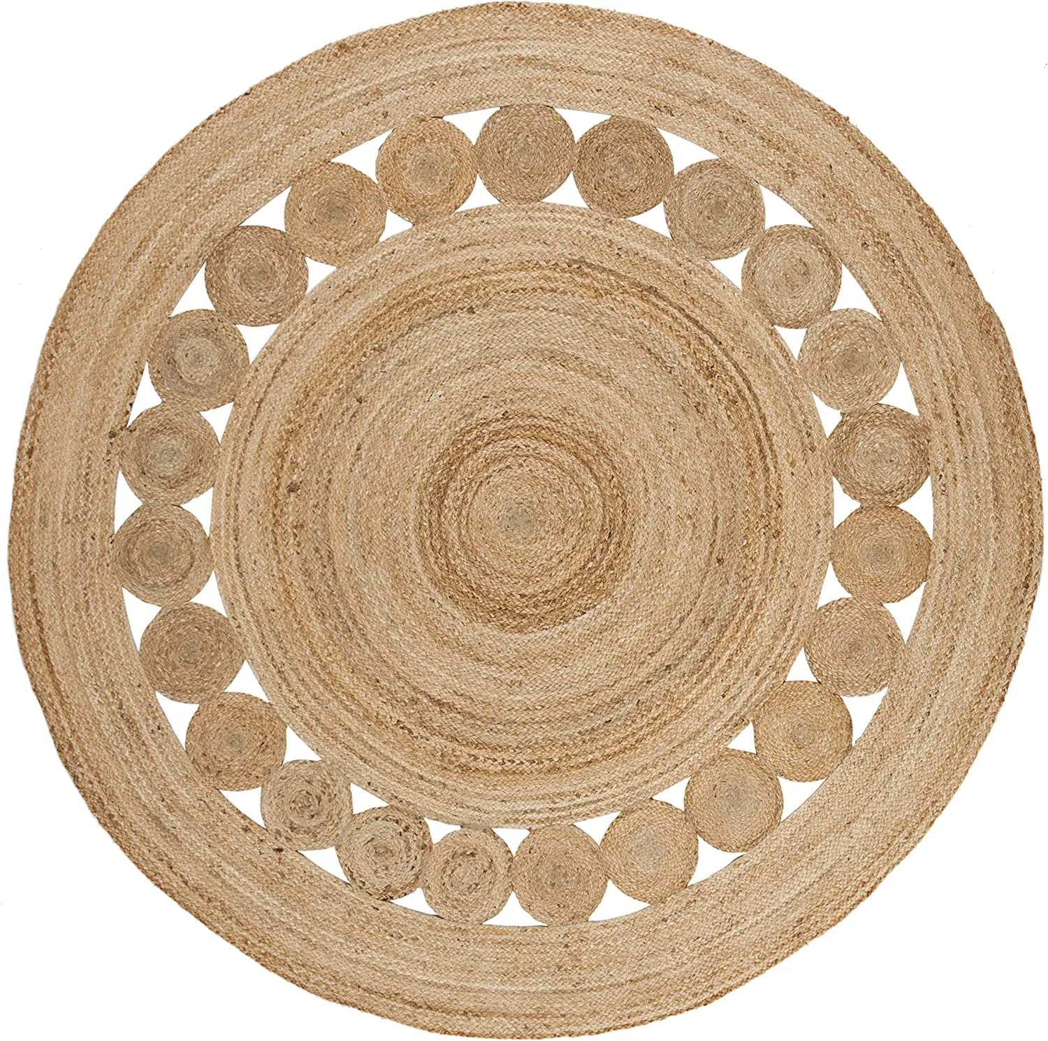 Natural Fiber Round Collection 6' Handmade Boho Charm Farmhouse Jute