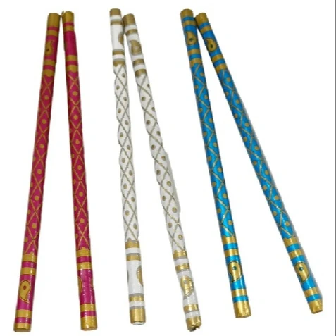 Two Pair Beautiful Handmade Traditional Wooden Navratri Dandiya Stick ...