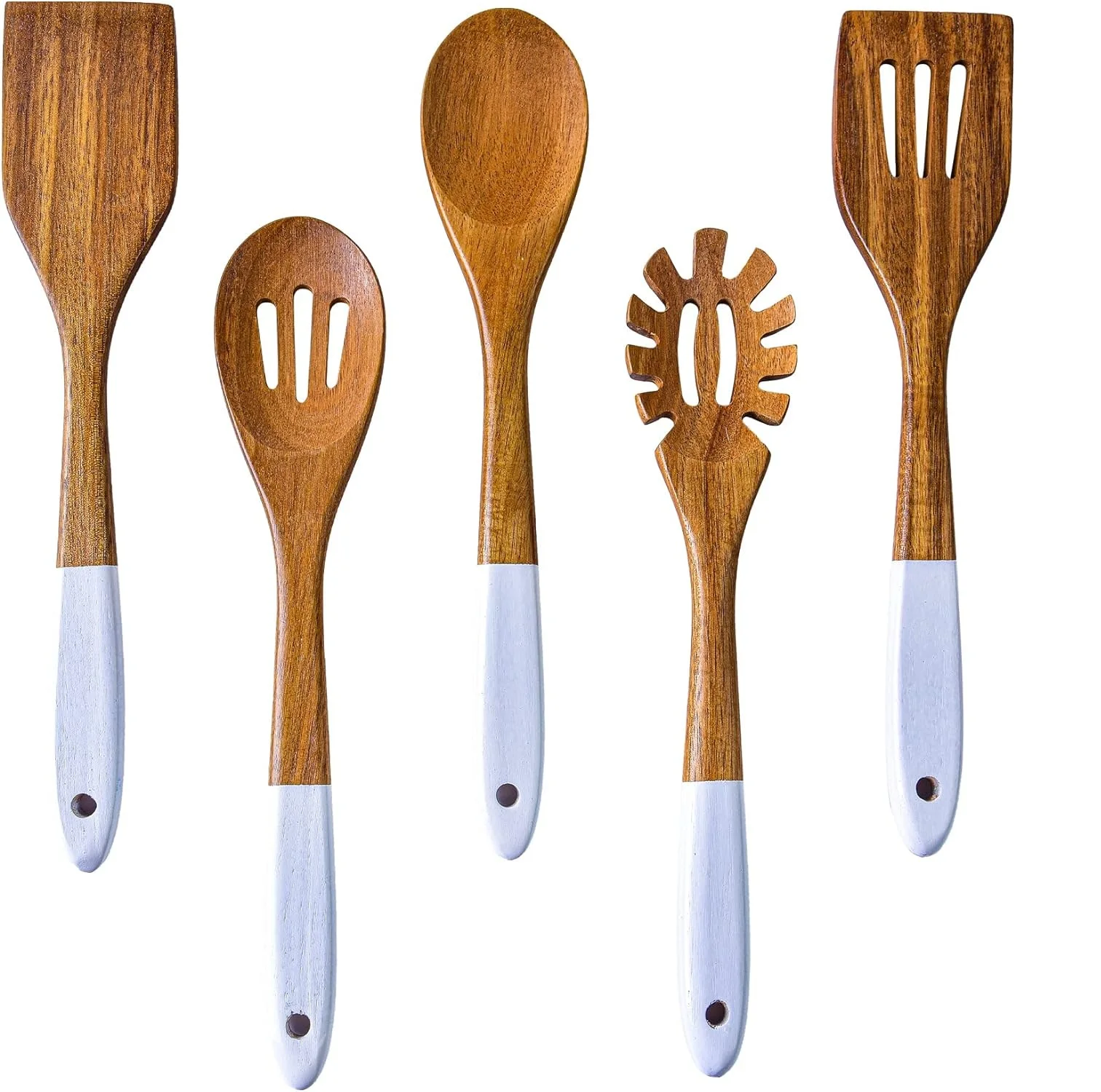 Kitchen Natural Teak Wooden Cooking Utensils Long Handle Restaurant ...