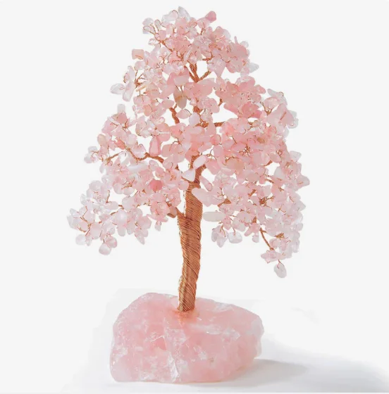 Rose Quartz Bonsai Tree Of Life With 300 Chips Crystal Tree Money Tree ...