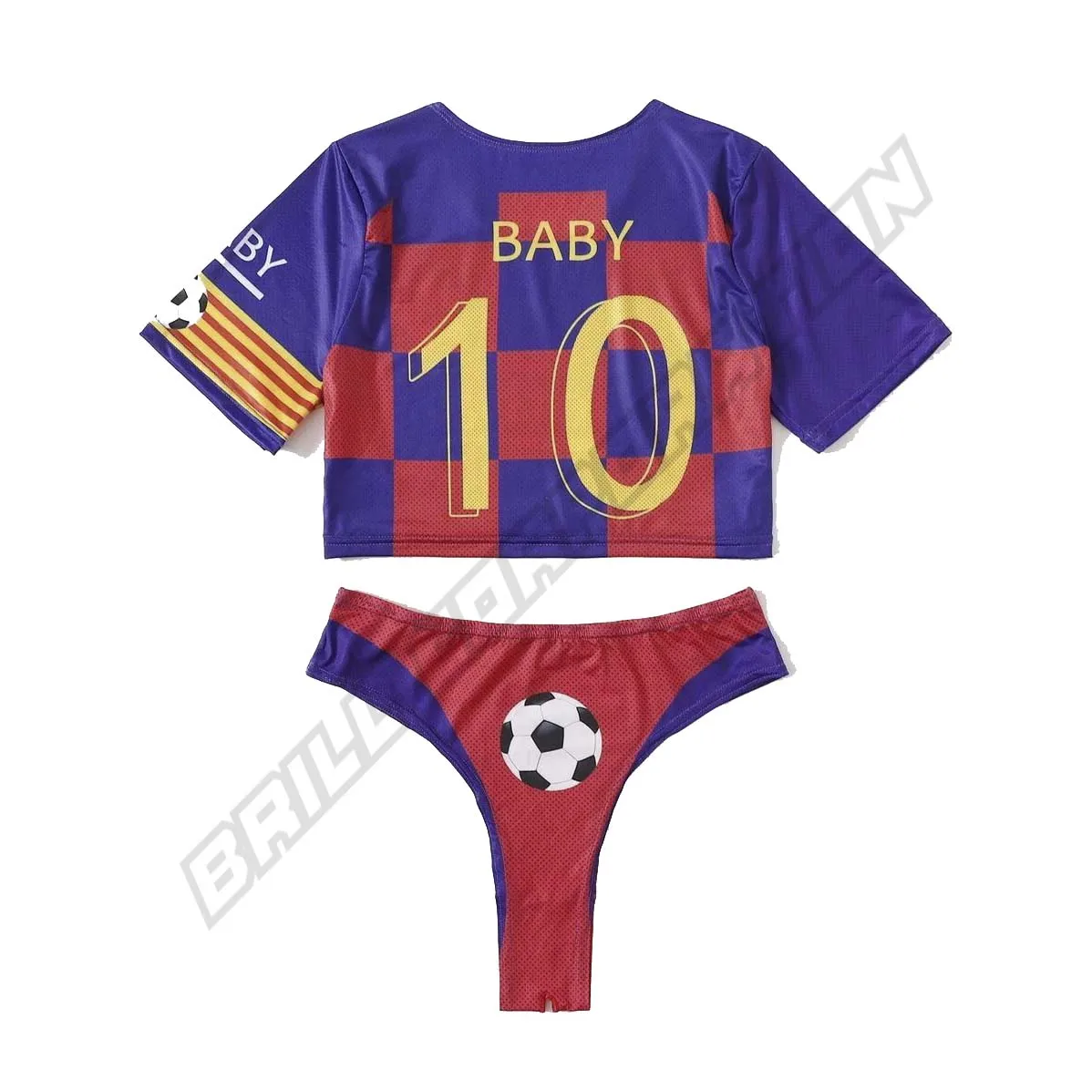 Sexy Crotchless Soccer Costume Underwear Cheerleading Football Crop Top