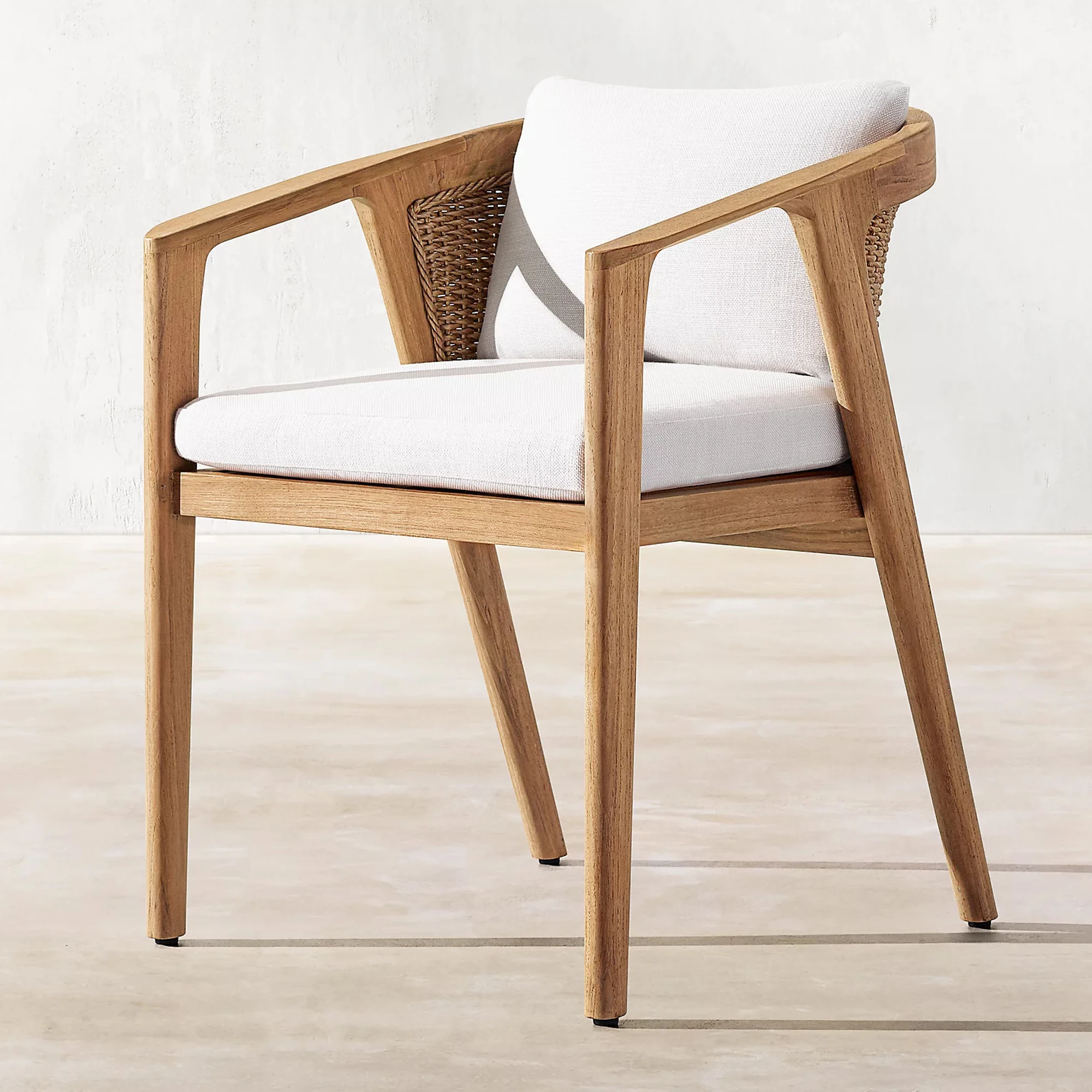 Premium Solid Teak Wood Dining Armchair - All-Weather Wicker Chair-malta