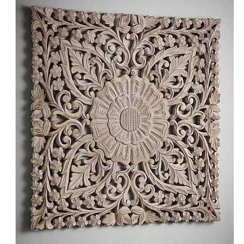 Newly Arrived Round Wall Panel With Hand Carving Design Walnut