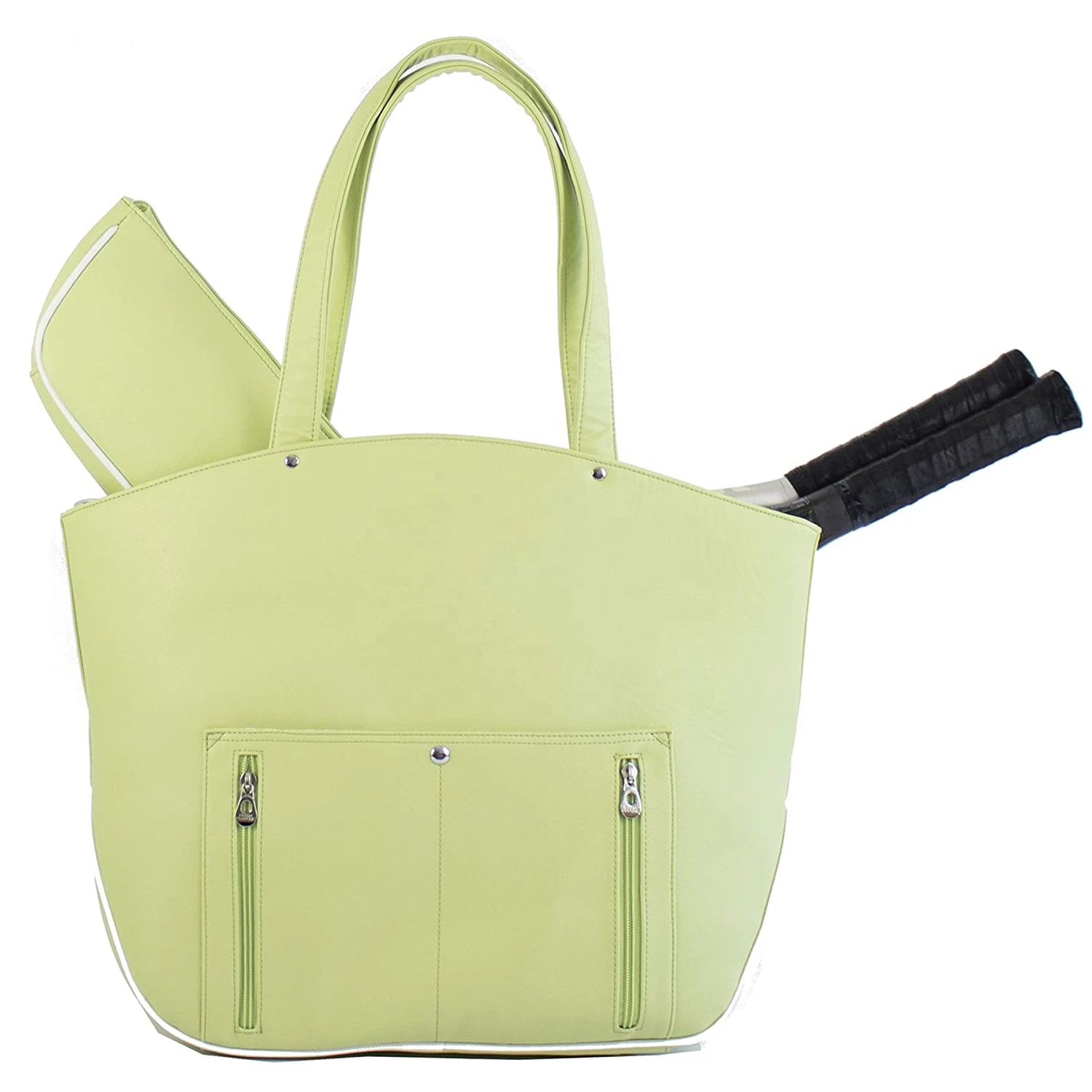 Deluxe Faux Leather Tennis Racket Holder Bag Tote With Separate