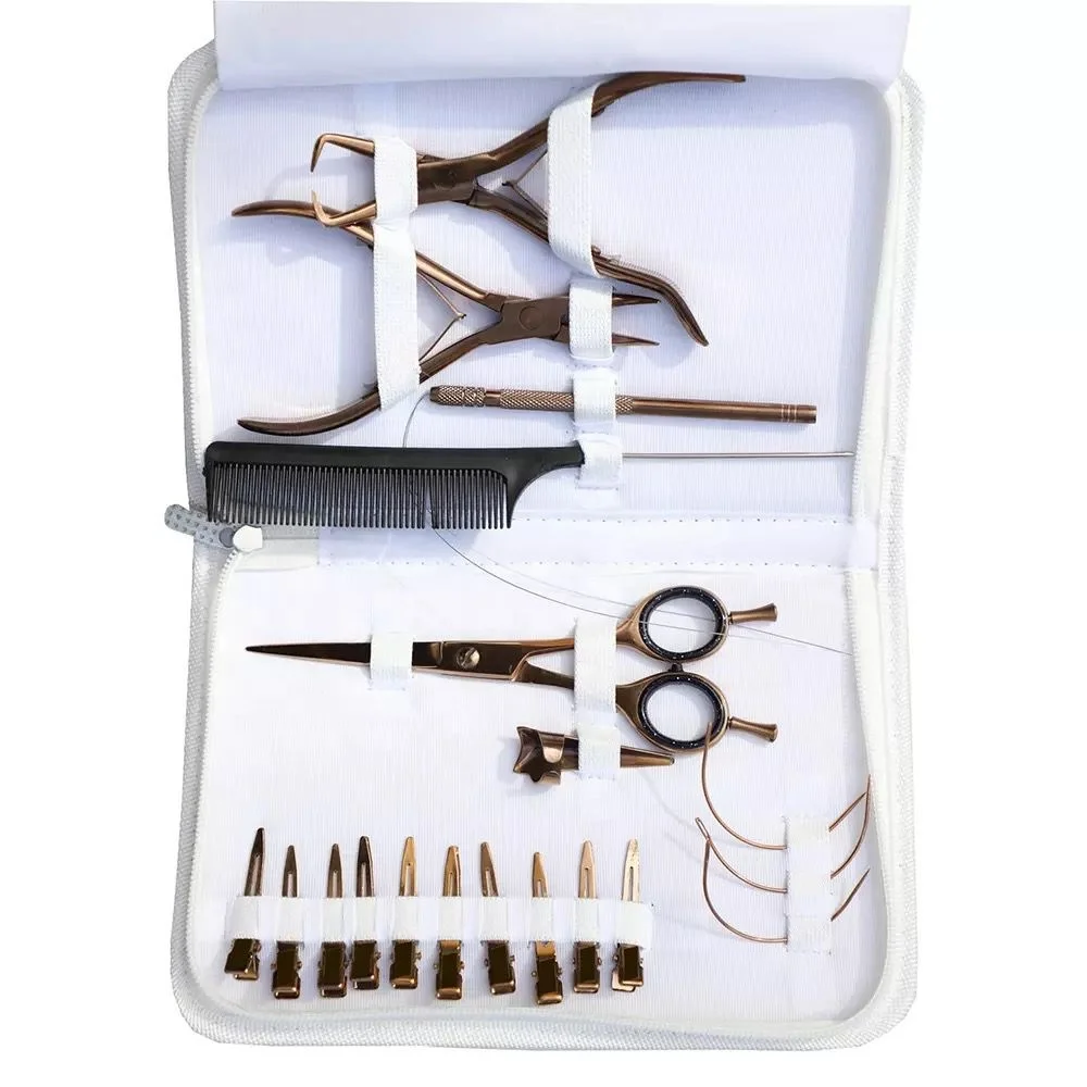 Rose Gold Plated Hair Extension Plier Micro Link Tool Kit With Hair