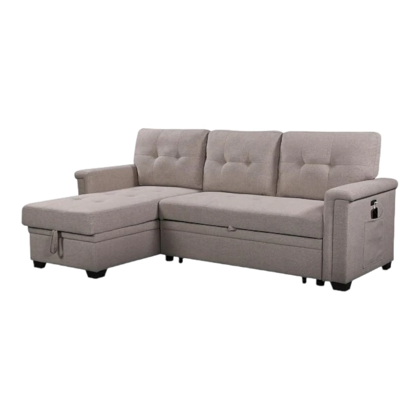 Modern Design Sofa Bed Reversible Sleeper With Storage Chaise For Home