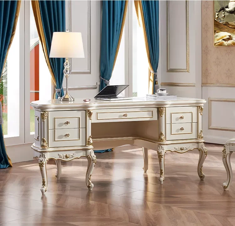 Aarsun Antique Wooden Office Table With Chair With Teak Wood In Antique