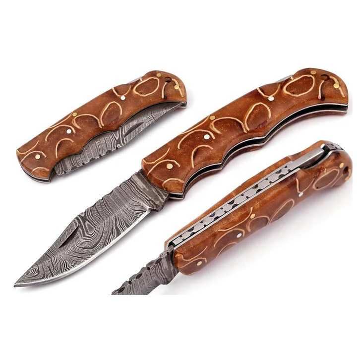 Custom Handmade Professional Damascus Steel Folding Pocket Knife With