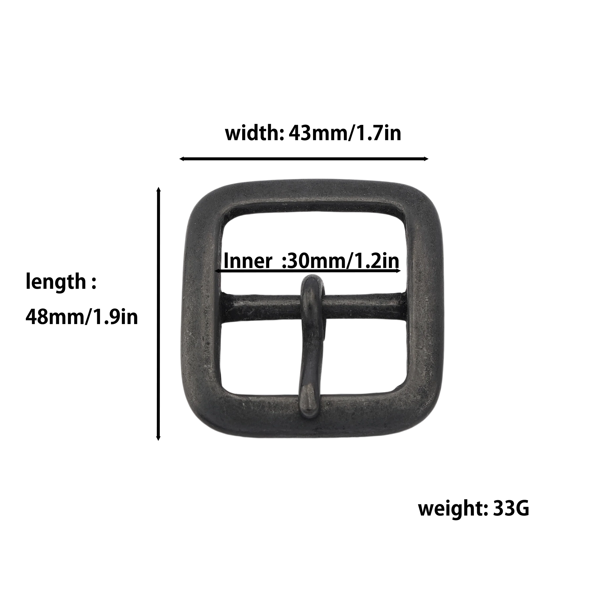 Made In Japan Solid Brass Black Plated 30mm Belt Buckles Replacement