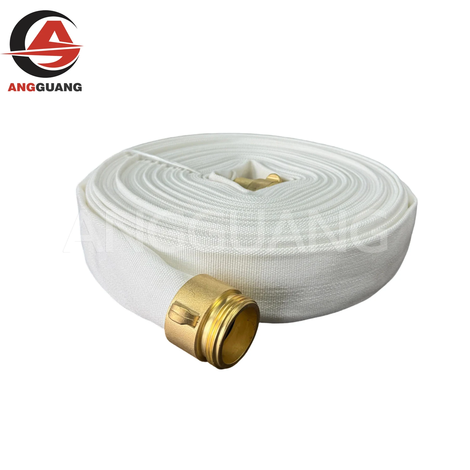 White Polyester Fire Hose with Brass NH NST Couplings Guangmin