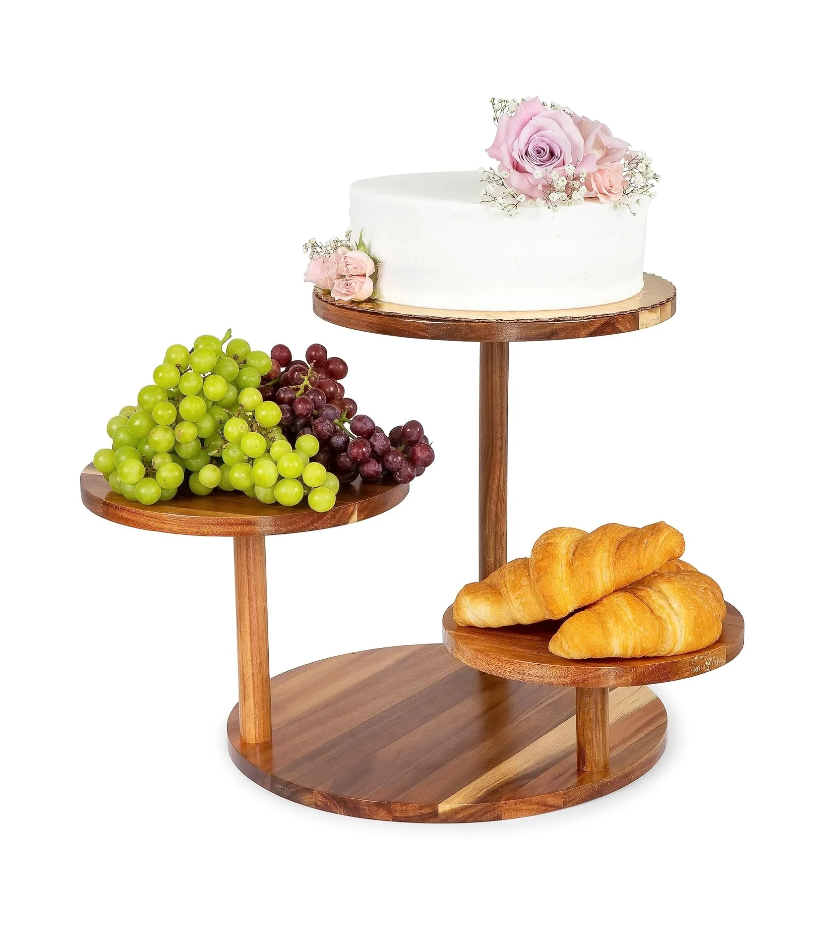 Home Essential Three Tier Wooden Cupcake Stand For 50 Cupcakes Wood