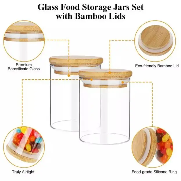 Christmas Decoration Glass Jars With Wooden Lid For Food Storage Air
