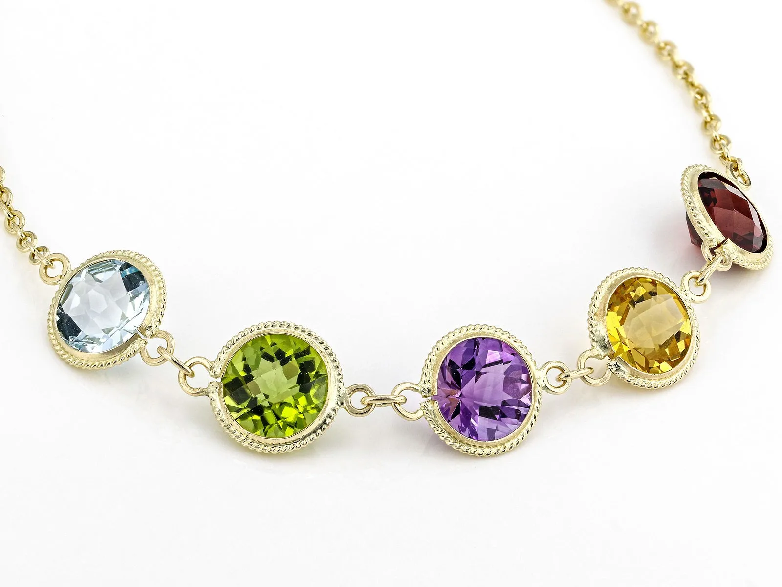 14k Yellow Gold Multi-gemstone Bracelet | Exquisite Gemstone Accents ...