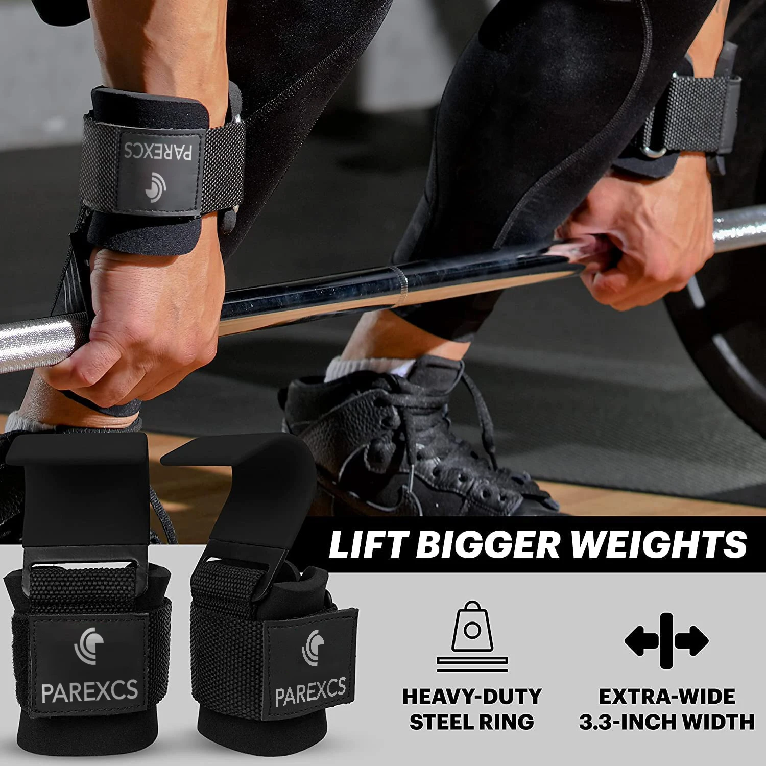 Weight Lifting Hooks Heavy Duty Lifting Wrist Straps Pull Ups Deadlift