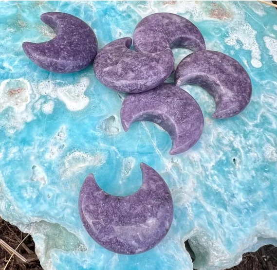 Beautiful Crystal Crescent Moons / Bulk Gemstones Lepidolite Agate