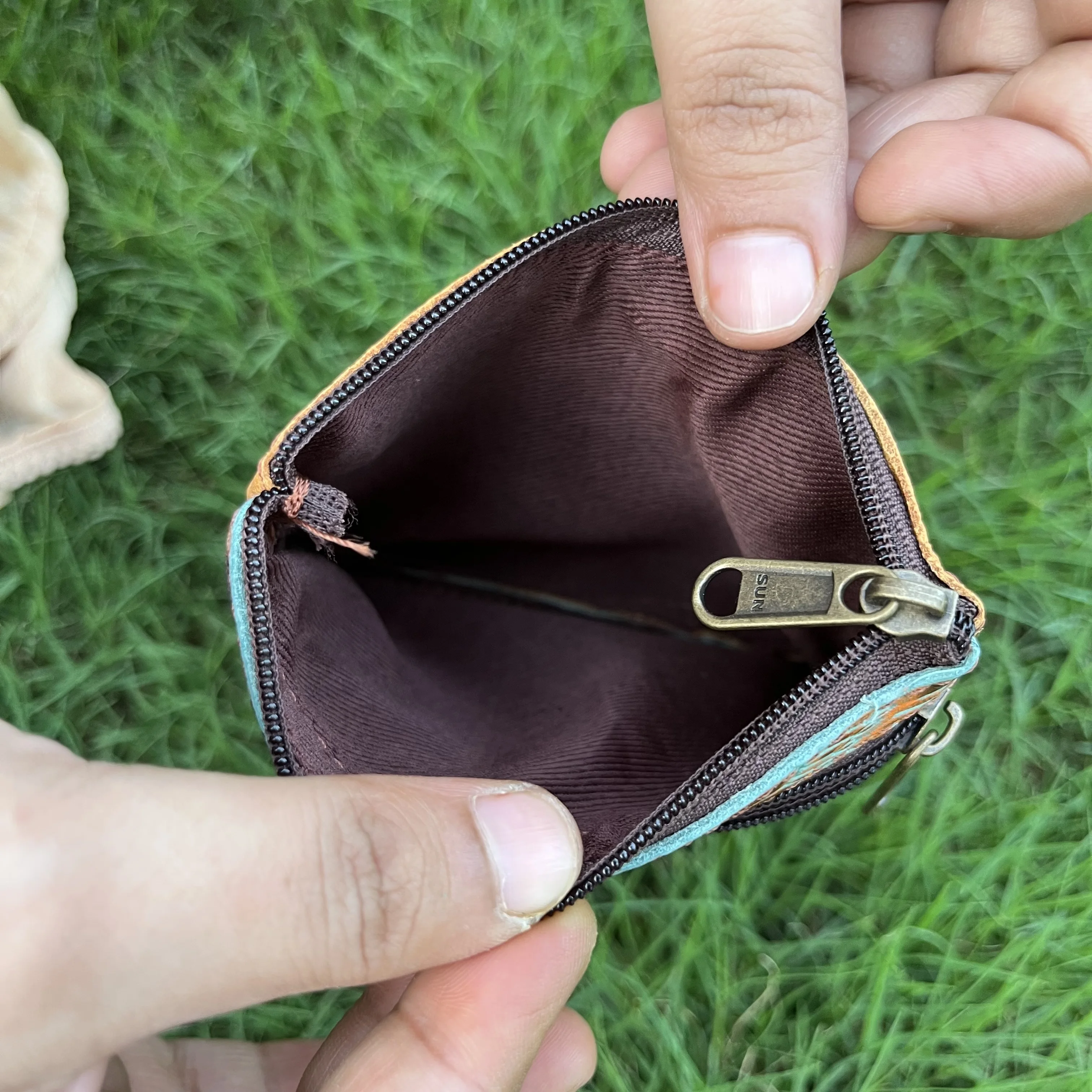 Luxury Flower Printed Real Cowhide Wallet Women Genuine Leather Small