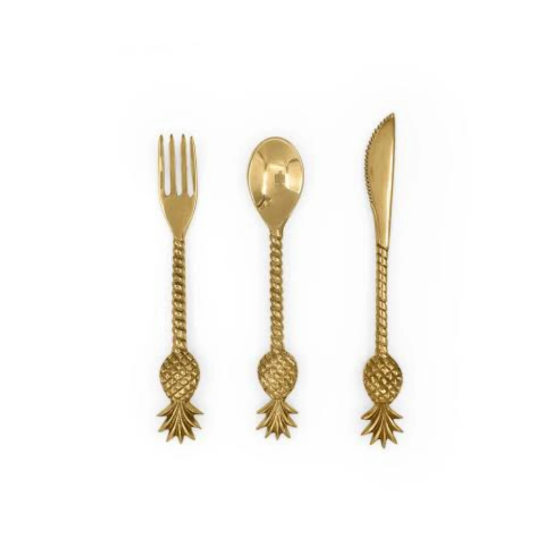 Modern Brass Flatware Cutlery Set With Twisted Handle For Home ...