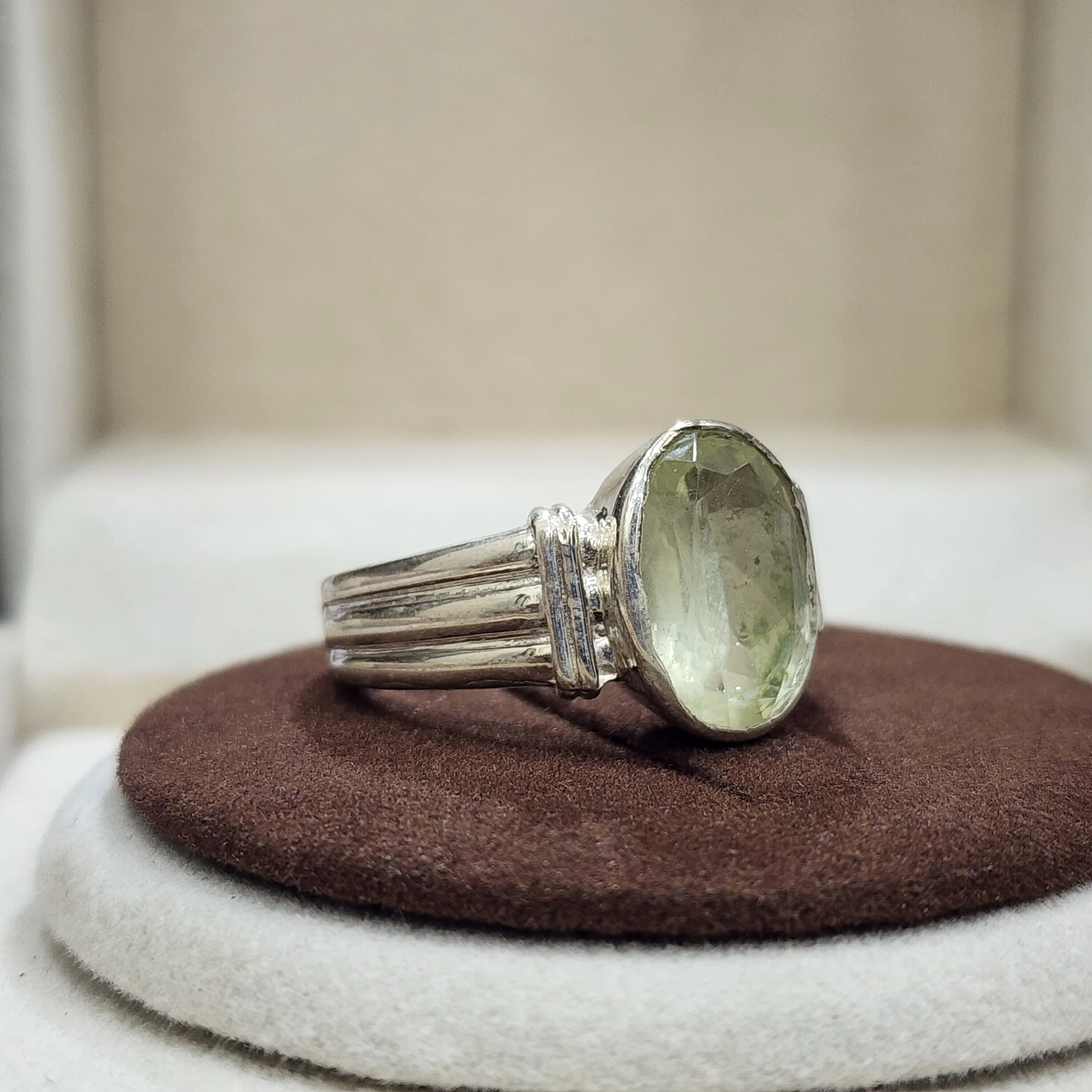 Artisan Handcrafted Prasiolite Flower Ring - .925 Sterling Silver Green Stone 'Sunflowers' Ring - Indonesia Made
