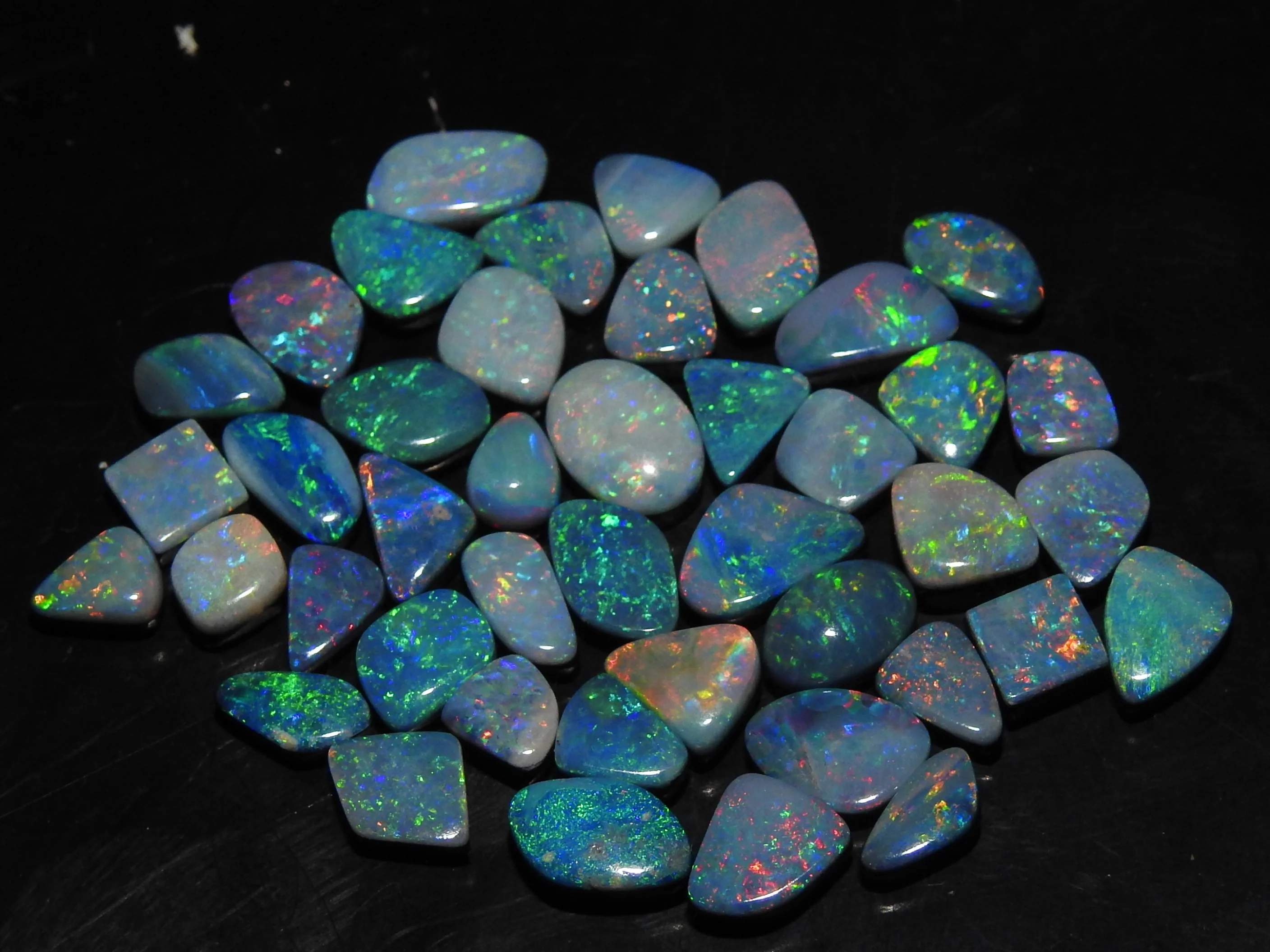 Australian Opal Doublet Multi Flashy Fire Smooth Fancy Shape Cabochon