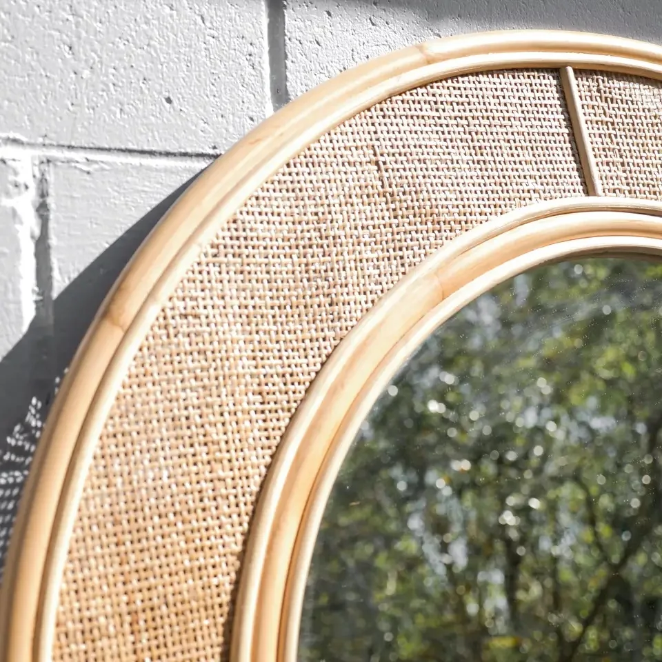 Hot Design Natural Handmade Rattan Dome Mirror Full Body Mirror Made In