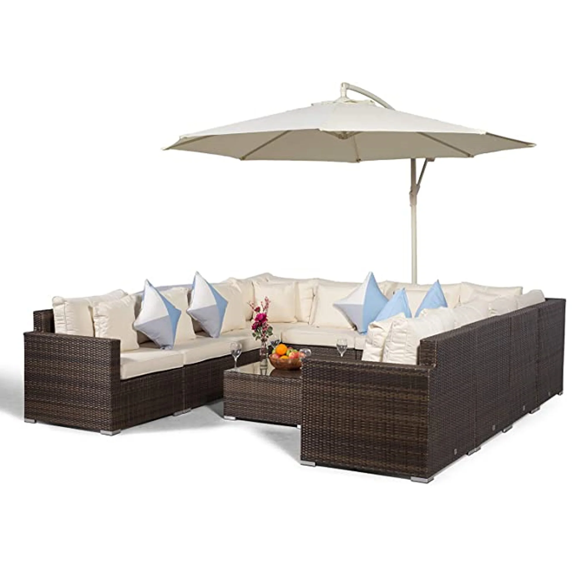 Modular Outdoor Rattan Sofa Ushape Seater Sofa With Sun Lounger Uas