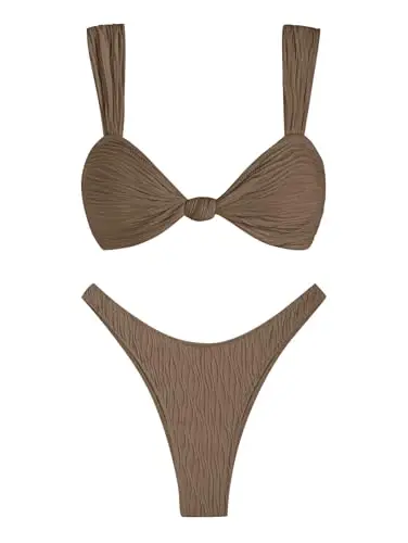 ZAFUL Cheeky Bikini Sets Textured Ribbed