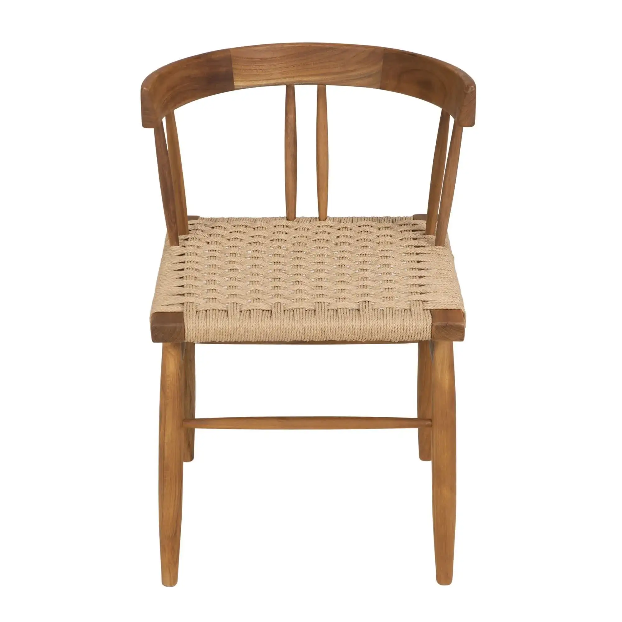 Suysa Solid Teak Wood Dining Chair With Synthetic Rattan Wicker Seat