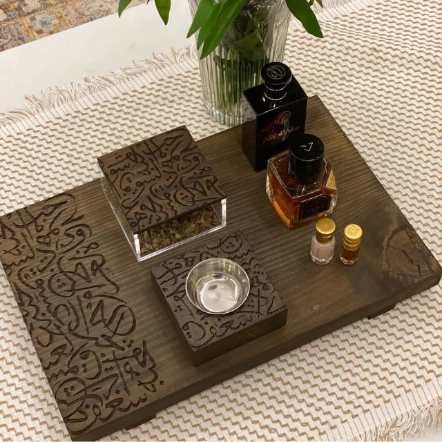 Middle East Bakhoor Burner Aromatic Wooden Tray Set Buy Mubkhar Box Arabic Calligraphy Bakhoor
