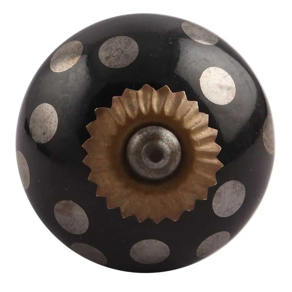 Wholesale Ceramic Kitchen Knobs Black Wardrobe Pulls Dot