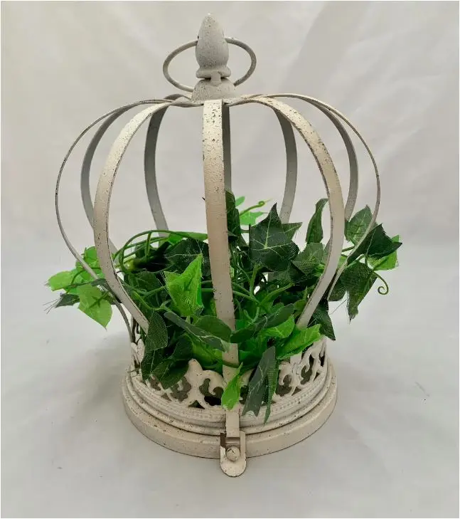 White Metal Crown Flower Pot Hanging Basket For Outdoor Window Decor Plants Flower Pot Garden