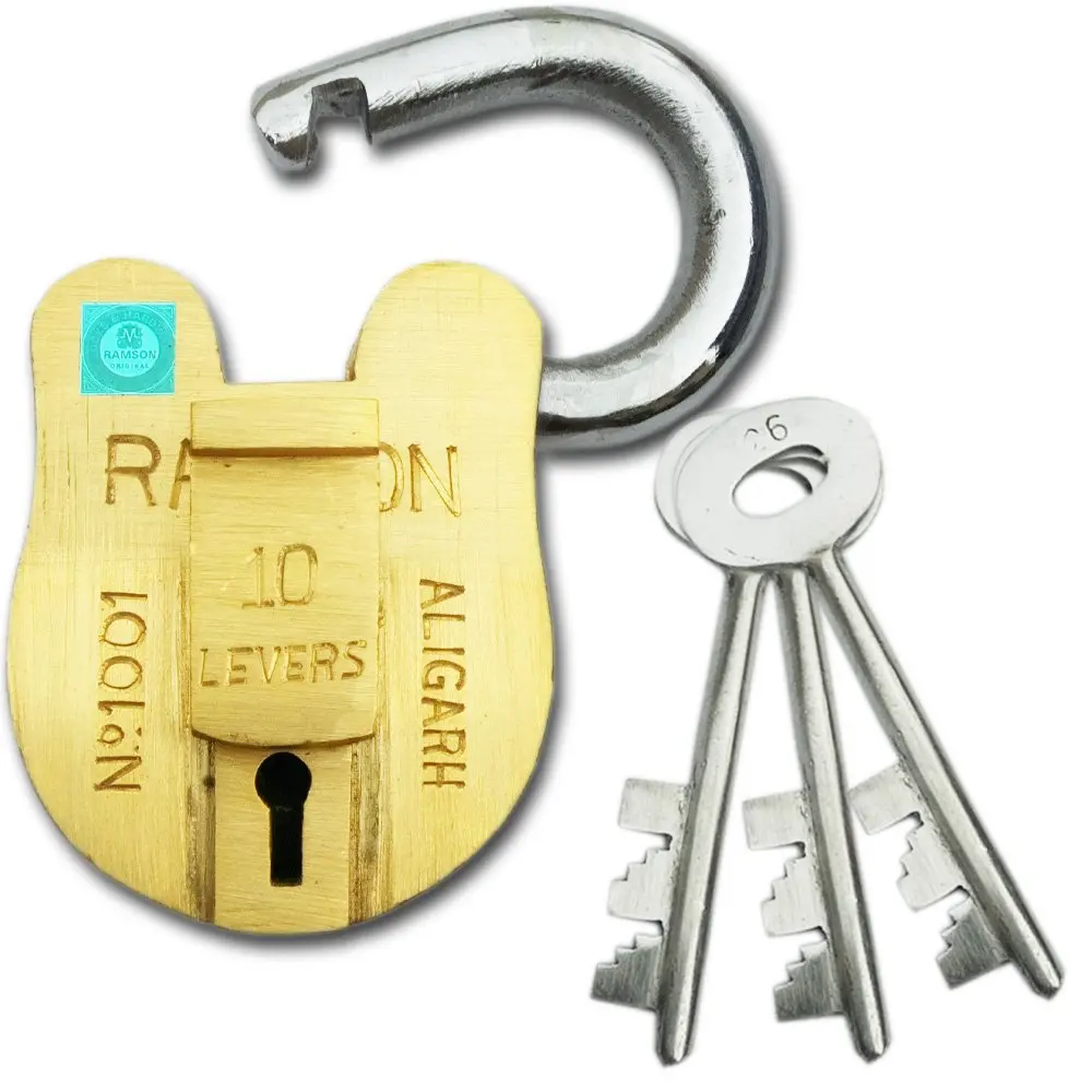 Safest Brass 10 Lever Double Locking Churidar Lock With 3 Stainless