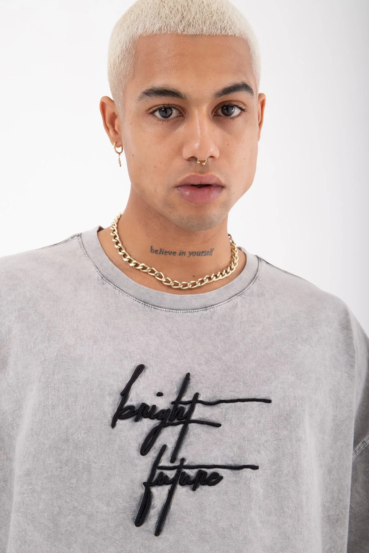 2023 Embroidery Oversized Drop Shoulder Tshirt 100 Cotton Custom