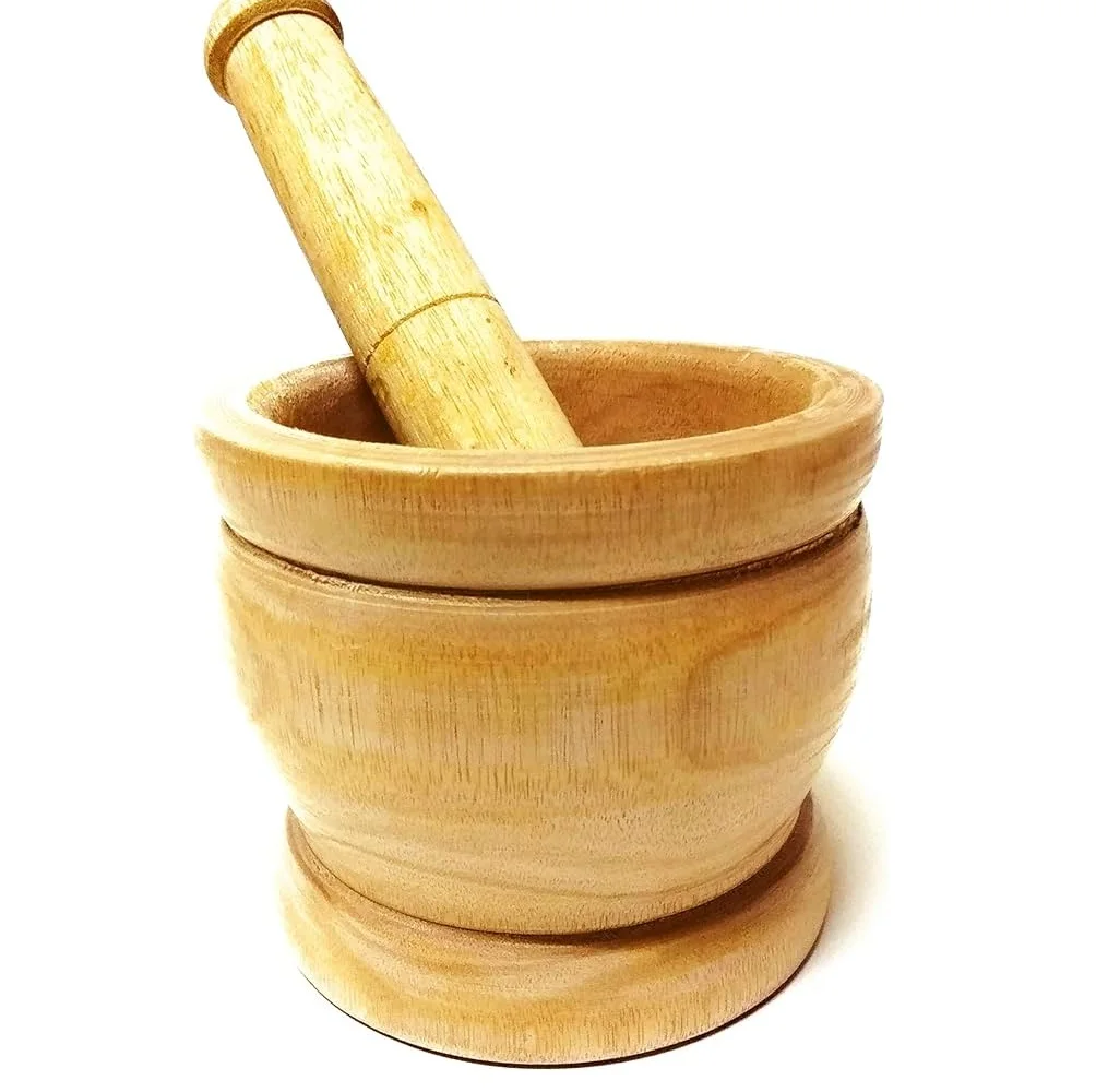 Available Mini Wooden Manual Mortar And Pestle Garlic Decorative Design