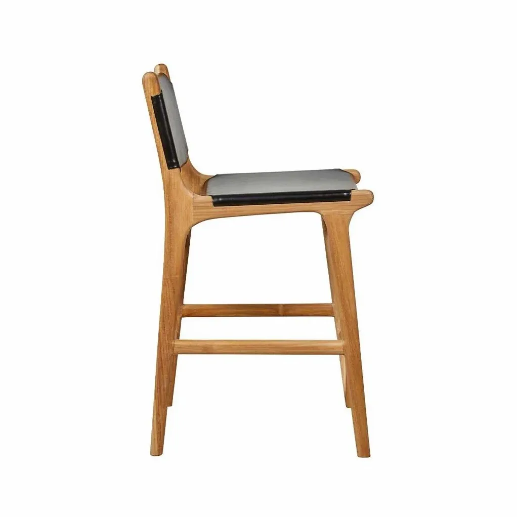 Flat Leather Bar Stools With Teak & Black Back Buy Bar Tables Bar Stool Bar Furniture Bars Bar